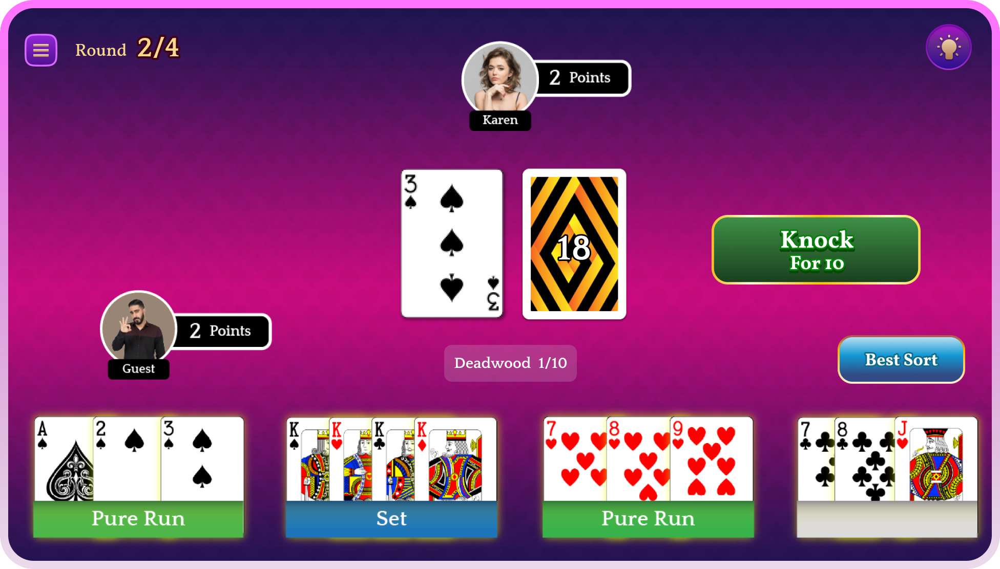 gin-rummy game screenshot one