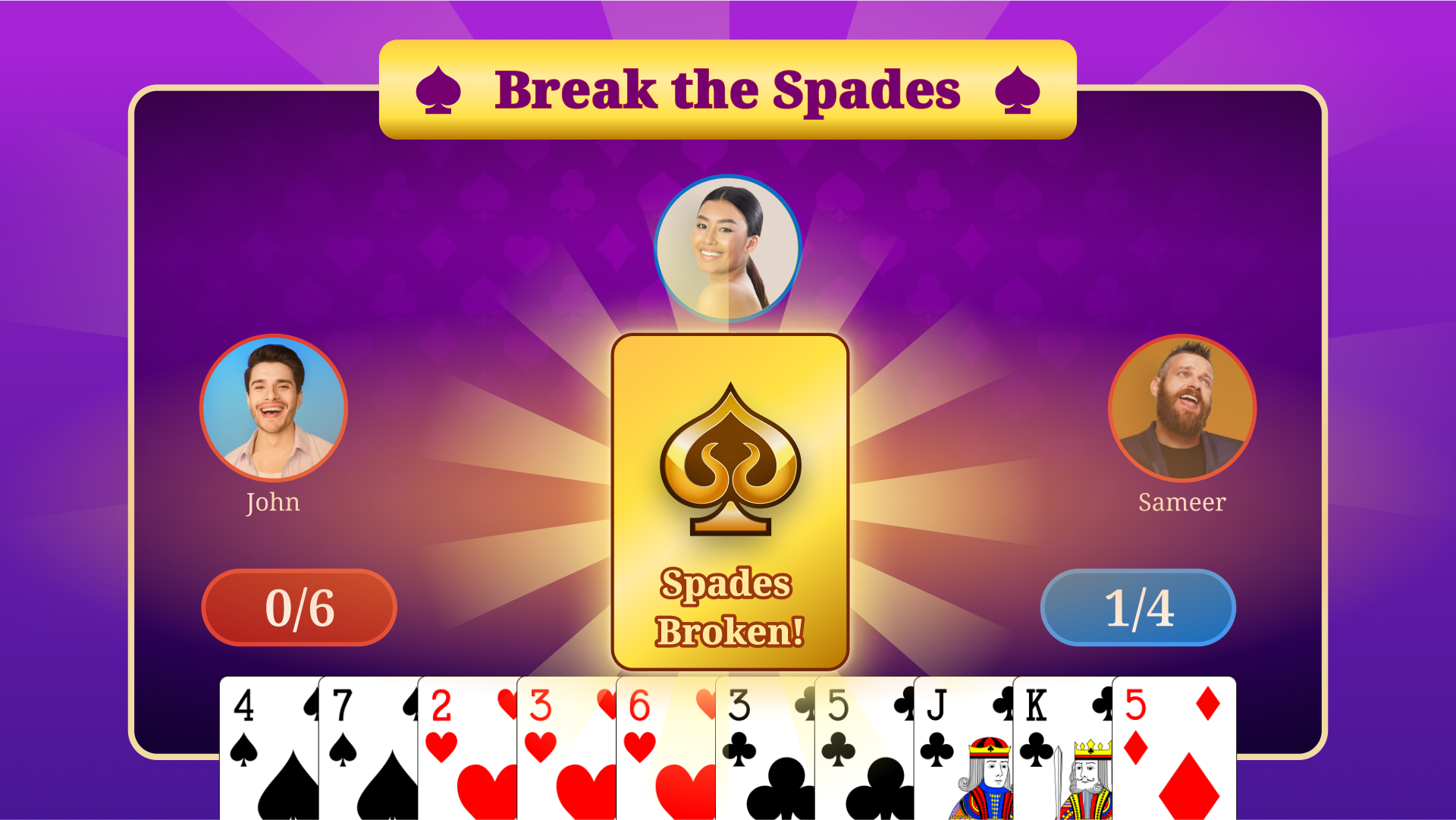 Spades game screenshot one